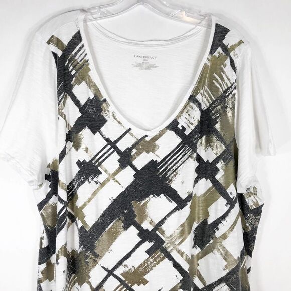 Lane Bryant Plus Size‎ 18 20 Tee Shirt Gold Black White Short Sleeve Top 345 - Picture 4 of 5